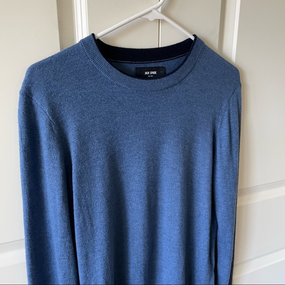 Jack Spade New York Wool Blend Crew Neck Blue Knit Sweater Size Small - Picture 3 of 7
